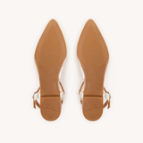 Anais Pointed T-Bar Flats: Silver Leather