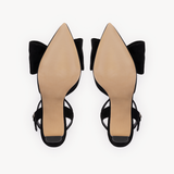 Bisou Bow Pointed Mid-Heel: Black Suede - Pre-Order (Dispatch w/c 20/07/26)