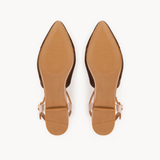 Anais Pointed T-Bar Flats: Chocolate Brown Suede & Bronze