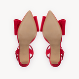 Bisou Bow Pointed Mid-Heel: Red Suede - Pre-Order (Dispatch w/c 20/07/26)