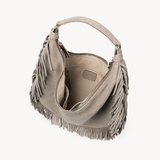 Alessia Fringe Bag: Stone Suede