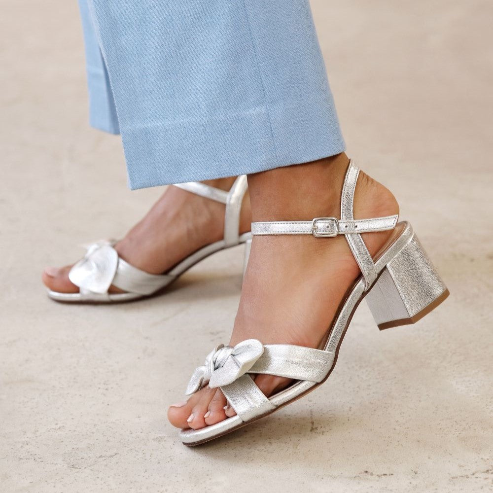 Sadie: Silver Metallic Platform Trainers from Air & Grace