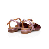 Anais: Burgundy Leather Pointed T-Bar Flats - Pre-Order (Dispatch w/c 1/09)