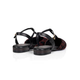 Anais: Leopard & Black Pointed T-Bar Flats - Pre-Order (Dispatch w/c 1/09)