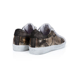 Cru Vintage: Gold Snake Print Trainers