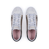 Cru Vintage: Gold Snake Print Trainers