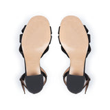 Frankie: Black Shimmer Suede Block Heel Sandals