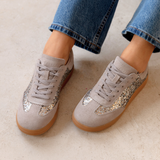 Isla Trainers: Multi Silver Glitter & Suede