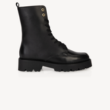 Kiki: Black Leather Lace Up Boots