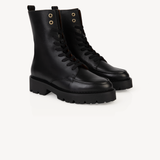 Kiki: Black Leather Lace Up Boots
