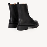 Kiki: Black Leather Lace Up Boots