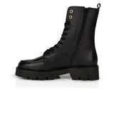 Kiki: Black Leather Lace Up Boots
