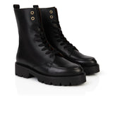 Kiki: Black Leather Lace Up Boots
