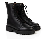 Kiki: Black Leather Lace Up Boots