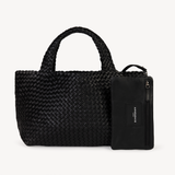 Lusso: Black Woven Leather Handbag