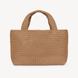 Lusso: Camel Woven Leather Handbag