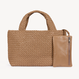 Lusso: Camel Woven Leather Handbag