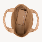 Lusso: Camel Woven Leather Handbag