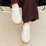 Isla: Beige Leather & Suede Trainers