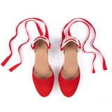 Paloma: Red Espadrille Wedges