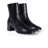 Queenie: Black Leather Ankle Boots