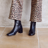 Queenie: Black Leather Ankle Boots