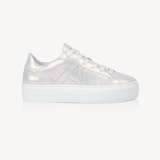 Sadie: Pearl Iridescent Leather Trainers