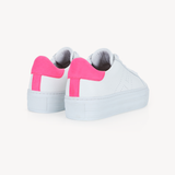 Sadie: White & Neon Pink Platform Trainers