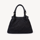 Salerno: Black Woven Leather Handbag