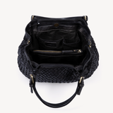 Salerno: Black Woven Leather Handbag