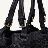 Salerno: Black Woven Leather Handbag