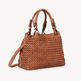 Salerno: Tan Woven Leather Handbag