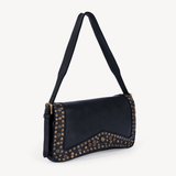 Silvia: Black Studded Leather Cross Body Bag