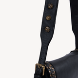 Silvia: Black Studded Leather Cross Body Bag