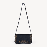 Silvia: Black Studded Leather Cross Body Bag