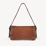 Silvia: Tan Studded Leather Cross Body Bag
