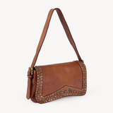 Silvia: Tan Studded Leather Cross Body Bag