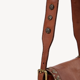 Silvia: Tan Studded Leather Cross Body Bag