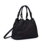 Salerno: Black Woven Leather Handbag