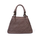 Salerno: Mushroom Woven Leather Handbag