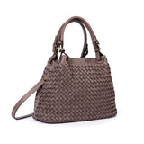 Salerno: Mushroom Woven Leather Handbag