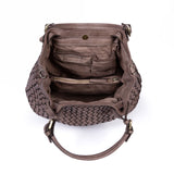 Salerno: Mushroom Woven Leather Handbag