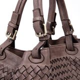 Salerno: Mushroom Woven Leather Handbag