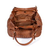 Salerno: Tan Woven Leather Handbag