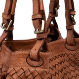 Salerno: Tan Woven Leather Handbag