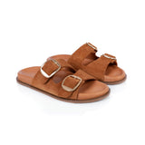 Talia: Tan Suede Two Bar Sandals