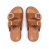 Talia: Tan Suede Two Bar Sandals