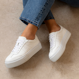 Ivy Platform Trainers: White Leather