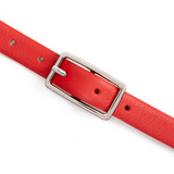 Varenna: Red Leather Skinny Belt