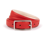 Varenna: Red Leather Skinny Belt